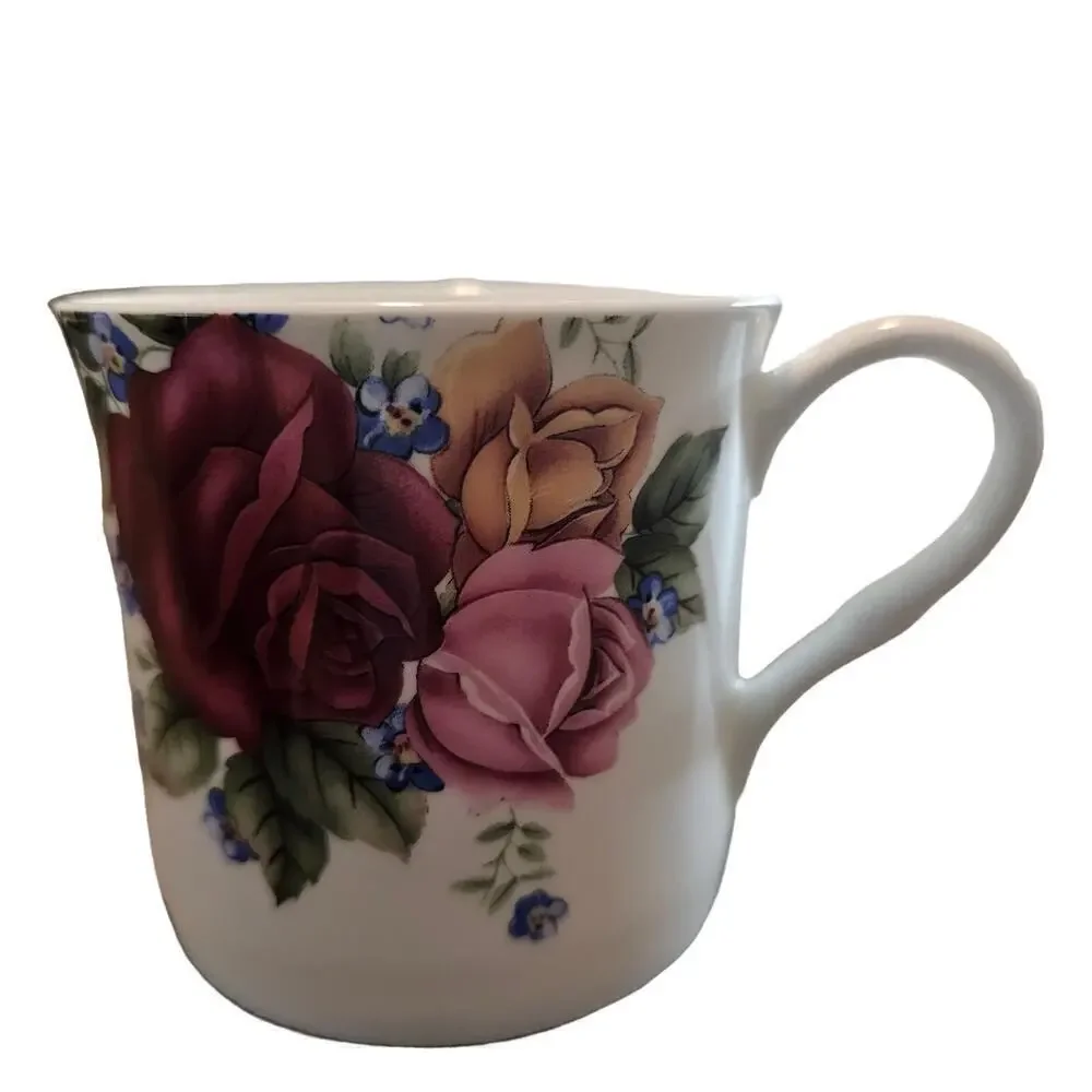 Stechol Gracie Bone China Vintage Roses Purple Pink Floral Coffee Cup Tea Flower